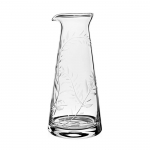 Jasmine Juice Carafe 8 1/2\ Color 	Clear
Capacity 	570ml / 20oz
Dimensions 	8½ \ / 21.5cm
Material 	Handmade Glass
Pattern 	Jasmine